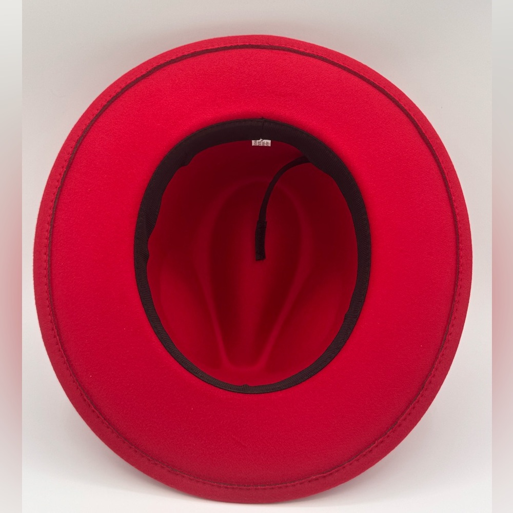 Classic Red Wool Fedora Hat Bold Statement With B… - image 3